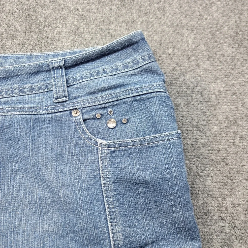 Wak Jeans Kiss Me Women 22W Denim Shorts Medium Wash Rhinestone Stretch Blue